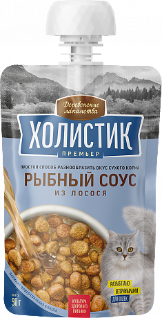 ДЕРЕВЕНСКИЕ ЛАКОМСТВА бульон рыбный для кошек (ЛОСОСЬ), 90 г