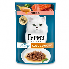 Гурмэ Перл Де-люкс для кошек (ЛОСОСЬ, СОУС), 75 г