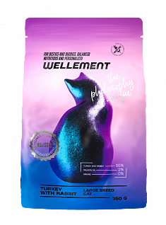 WELLEMENT для кошек крупных пород (ИНДЕЙКА, КРОЛИК), 350 г