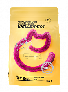 WELLEMENT для стерилизованных кошек (ИНДЕЙКА, КРОЛИК), 350 г