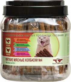 Лакомство ПОДВИЖНОСТЬ №4 мягкие мясные колбаски для кошек (КРОЛИК, КУРИЦА), 650 г. 