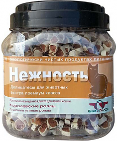 Лакомство НЕЖНОСТЬ королевские роллы для кошек (Сушёные утиные роллы) 750 г.