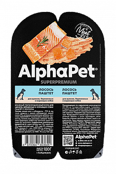 ALPHAPET паштет для щенков, беременных и кормящих собак (ЛОСОСЬ), 100 г