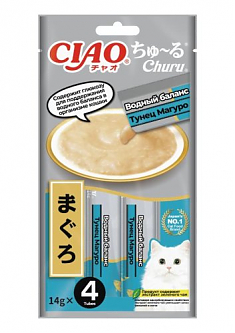 INABA Ciao Churu функциональное пюре из тунца магуро для кошек (водный баланс), 4 шт по 14 г