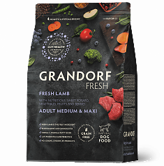GRANDORF Fresh Dog Adult MED&MAXI Lamb&Sweet Potato (Ягненок с бататом д/средних пород) 10кг, шт