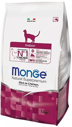 Monge Cat Indoor Сухой корм для домашних кошек (КУРИЦА), 400г