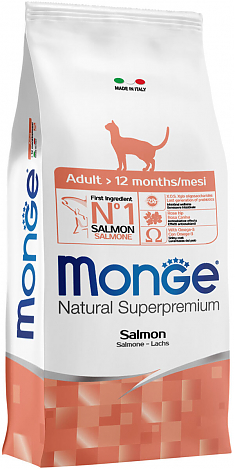Monge Cat Monoprotein Сухой корм для взрослых кошек (ЛОСОСЬ), 1,5 кг	