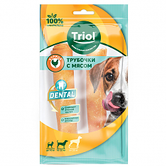 DENTAL Трубочки жевательные с мясом курицы, 12,5см (уп.2шт.), Triol