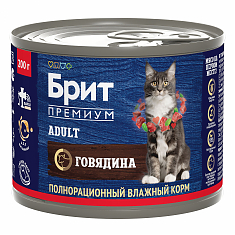 BRIT PREMIUM BY NATURE, Консервы с говядиной для кошек, 200г, 5051311